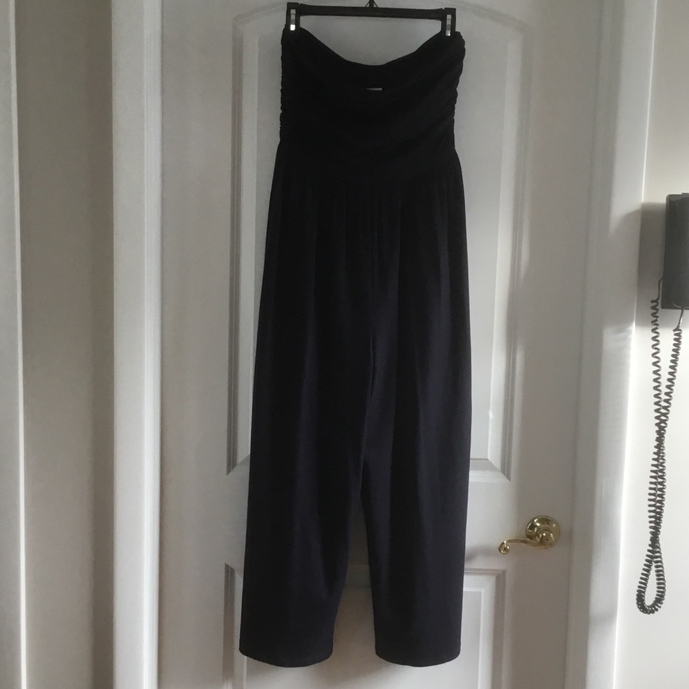 Susana Monaco Midnight Ruched Strapless Jumpsuit - Medium - Picture 5 of 9